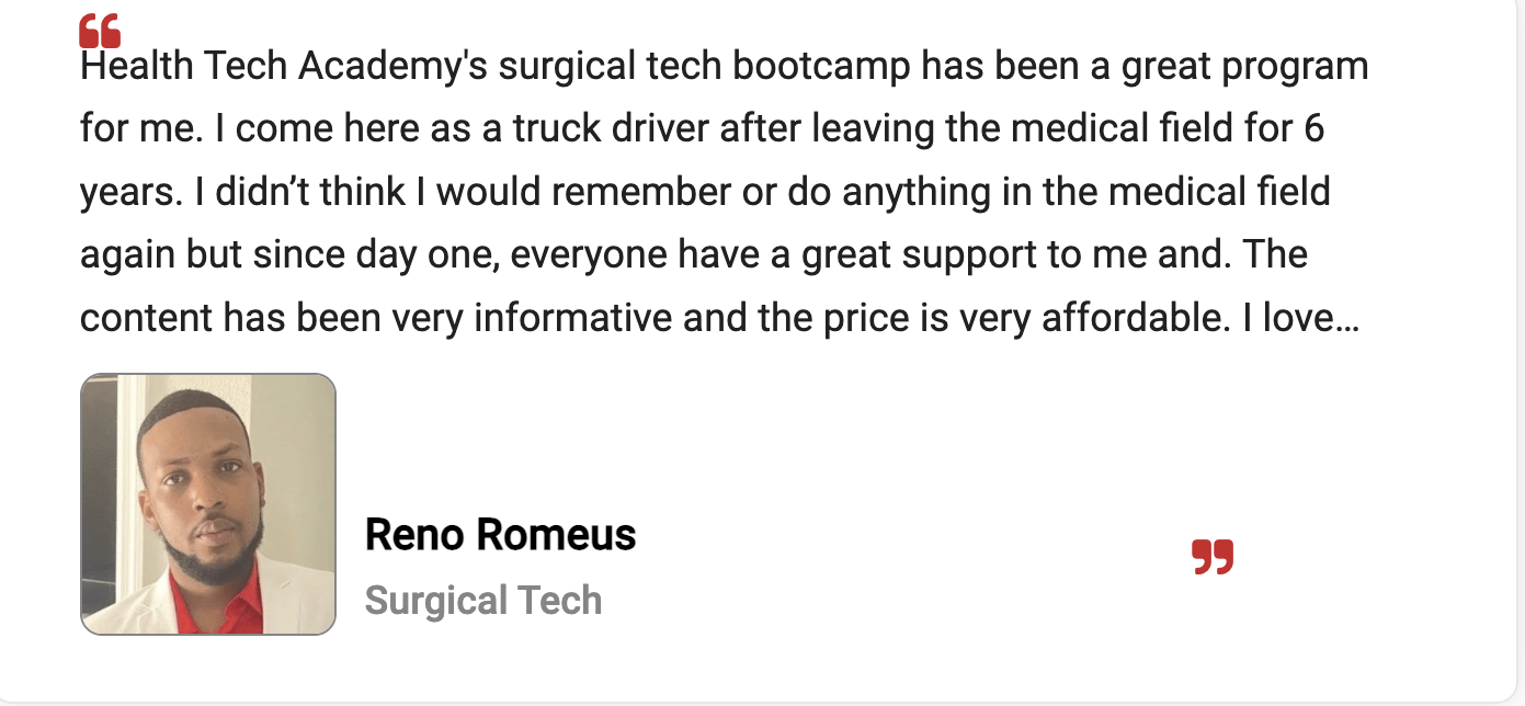 Health Tech Academy testimonial 