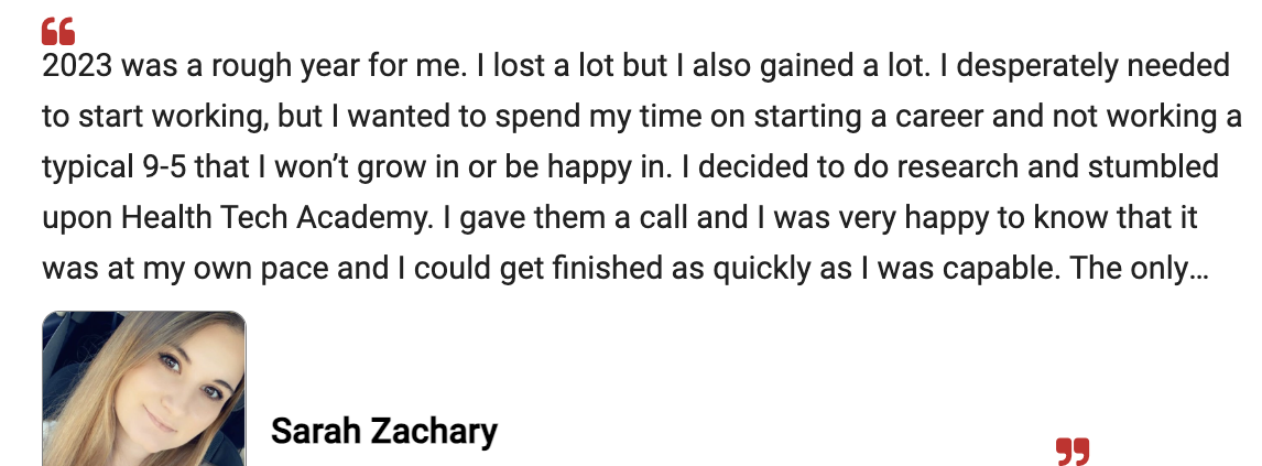 health tech academy student testimonial