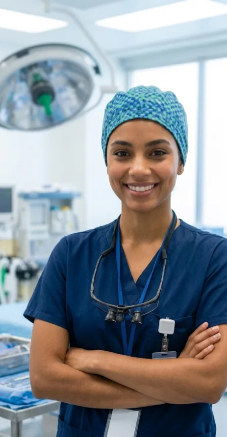 Surgical technologist in scrubs